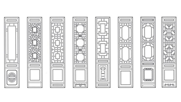 吉木萨尔喜迎门中式花格CAD设计图样式大全