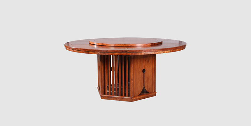 吉木萨尔中式餐厅装修天地圆台餐桌红木家具效果图